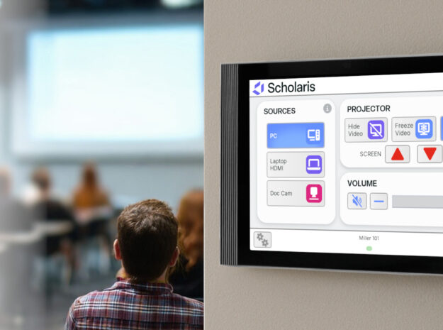 TEKVOX classroom AV control panel for seamless presentation management.